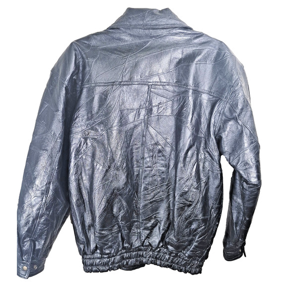 Biker Jacket Punk Rocker Snap Black Coat Size Large Snap & Zipper Pockets Lined - Picture 3 of 12